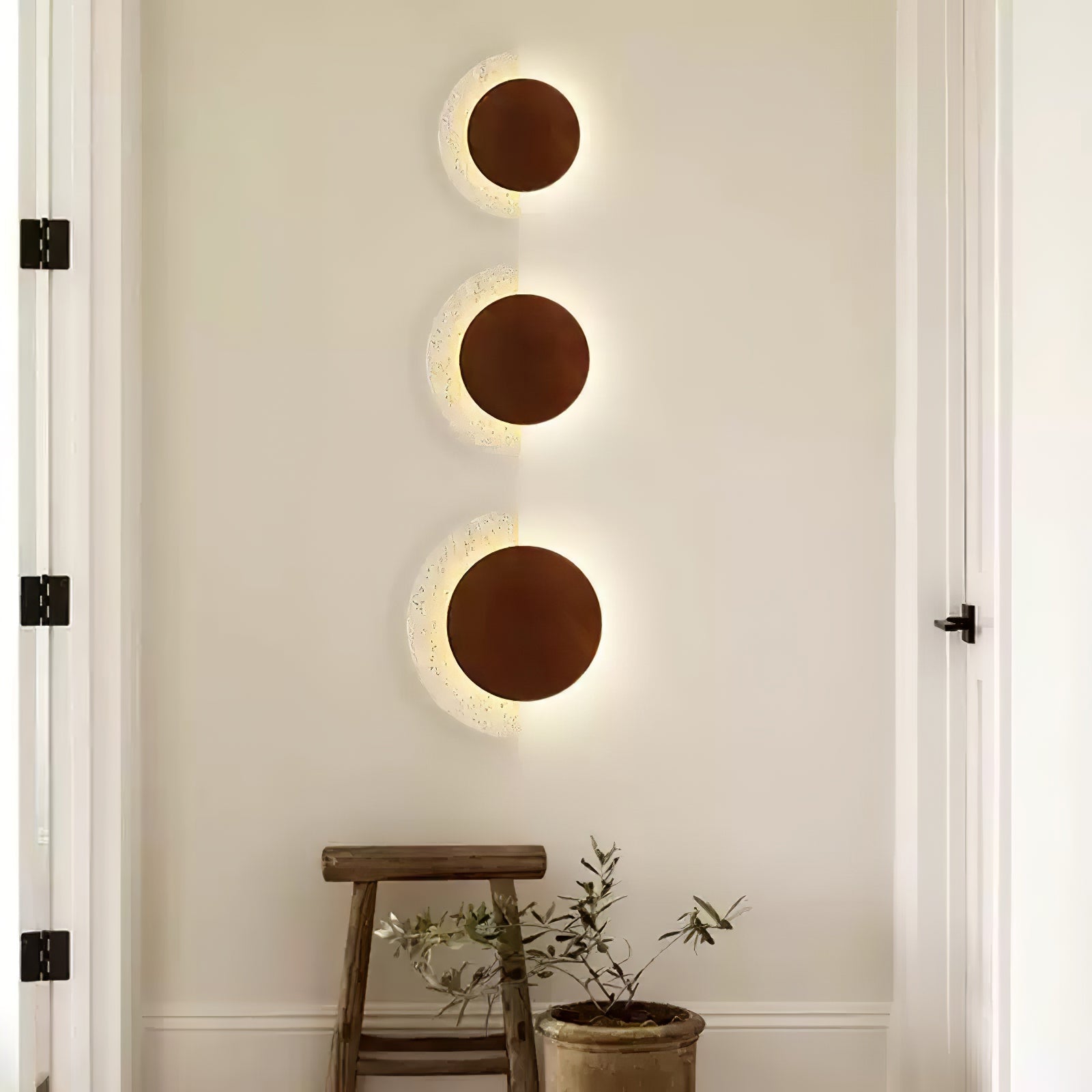 Coraeen Half-Moon Travertine Wall Light - Neutralighting