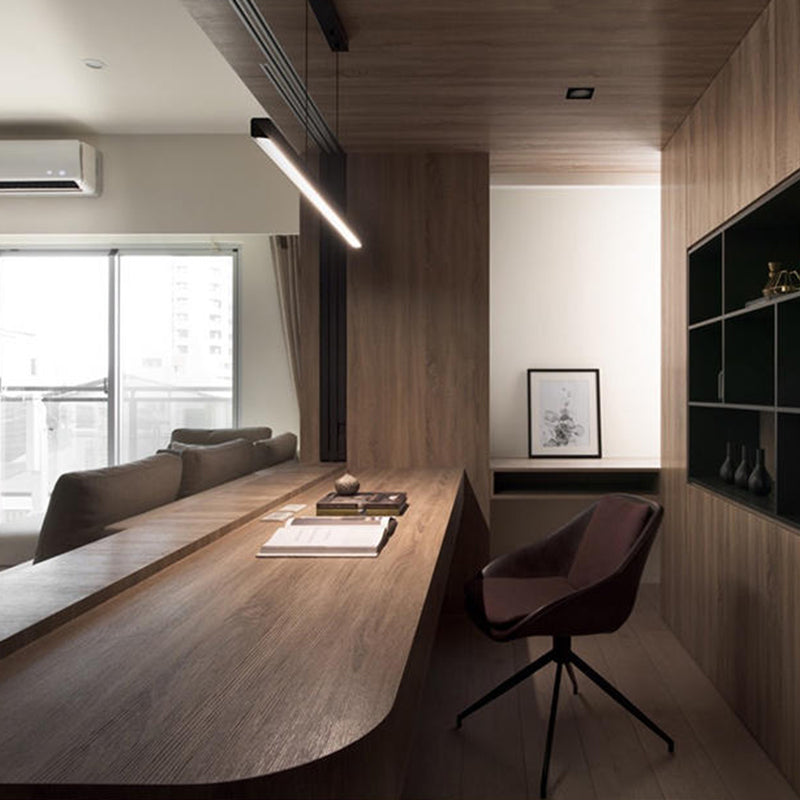 Arisha Pendelleuchte Linear Metall&Holz Modern LED Schwarz/Weiß Wohnzimmer
