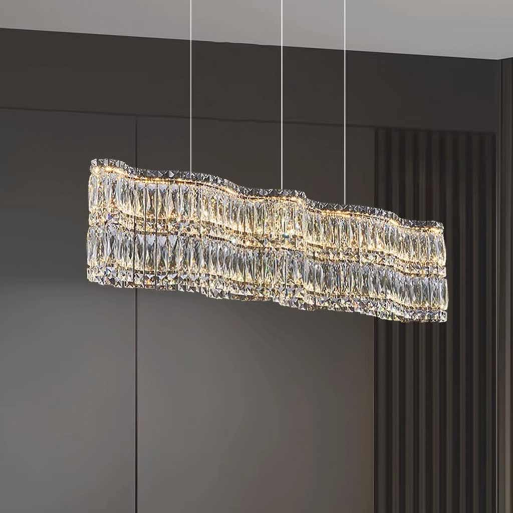 Runder Kristall-Kronleuchter mit LED-Licht