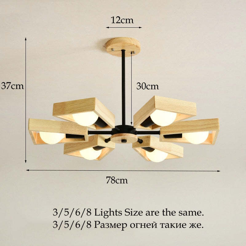 Muto Holz PendelleuchtenKronleuchter 3/5/6/8 Lichter für Schlafzimmer, Wohnzimmer
