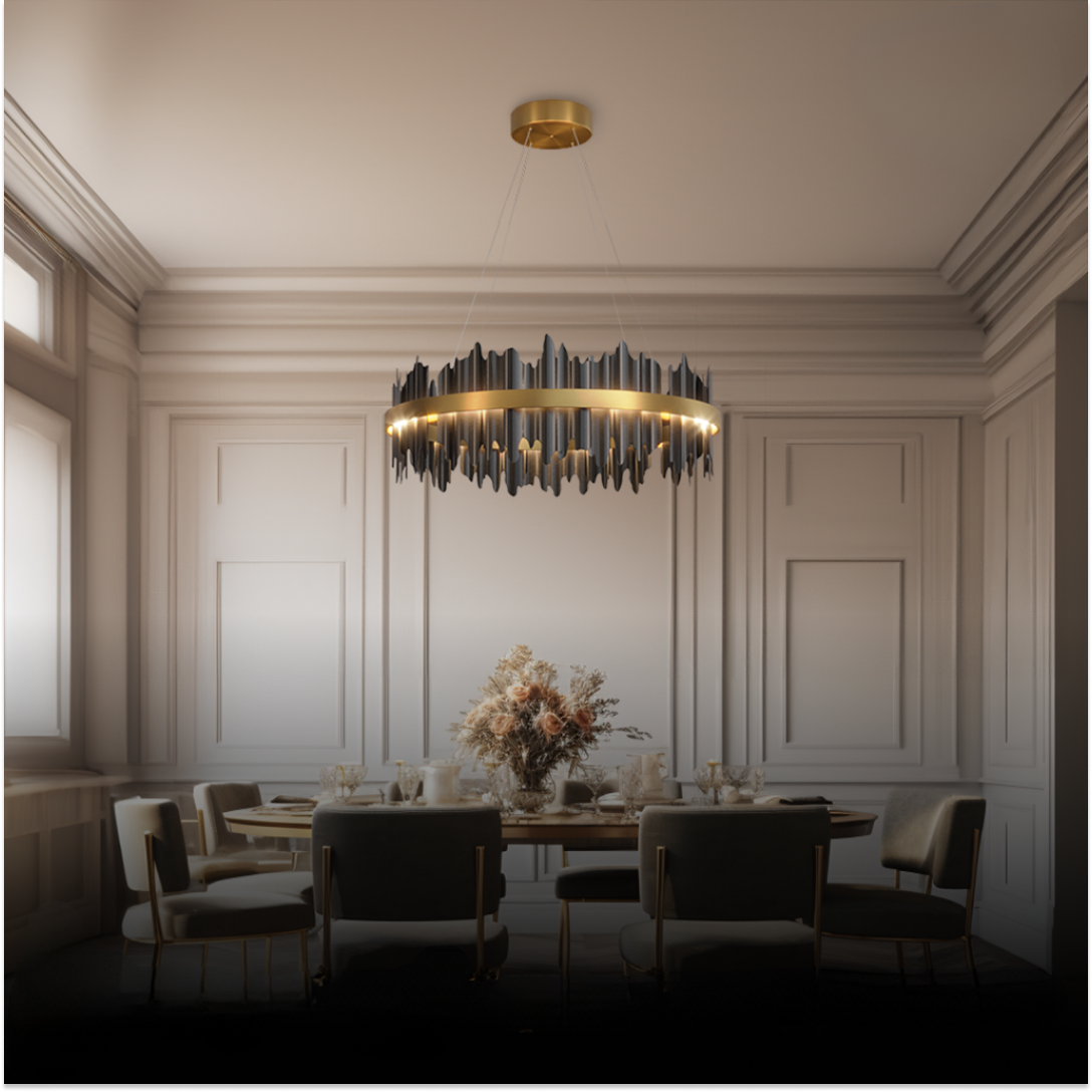 Kristy Industrial LED Kronleuchter Gold Metall Schalf/Wohnzimmer-Letslighting