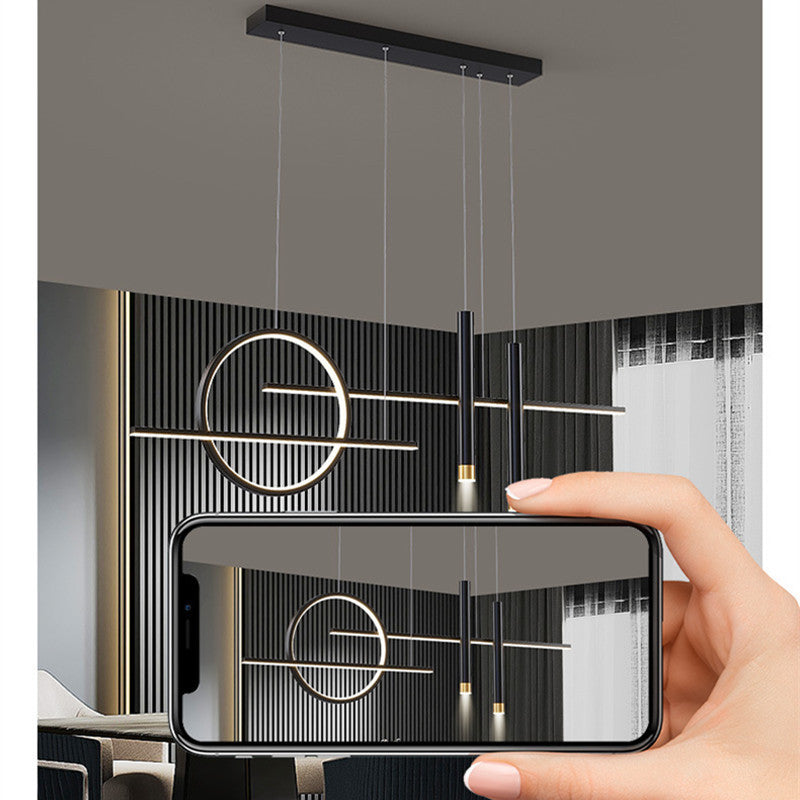 Arisha Modern Pendelleuchte Ring Linear Esszimmer, Schwarz/Gold, Metall-Letslighting