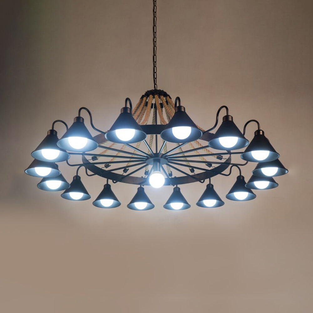 Epoch Vintage Industrial Rope LED Kronleuchter Schwarz Wohn/Schlafzimmer