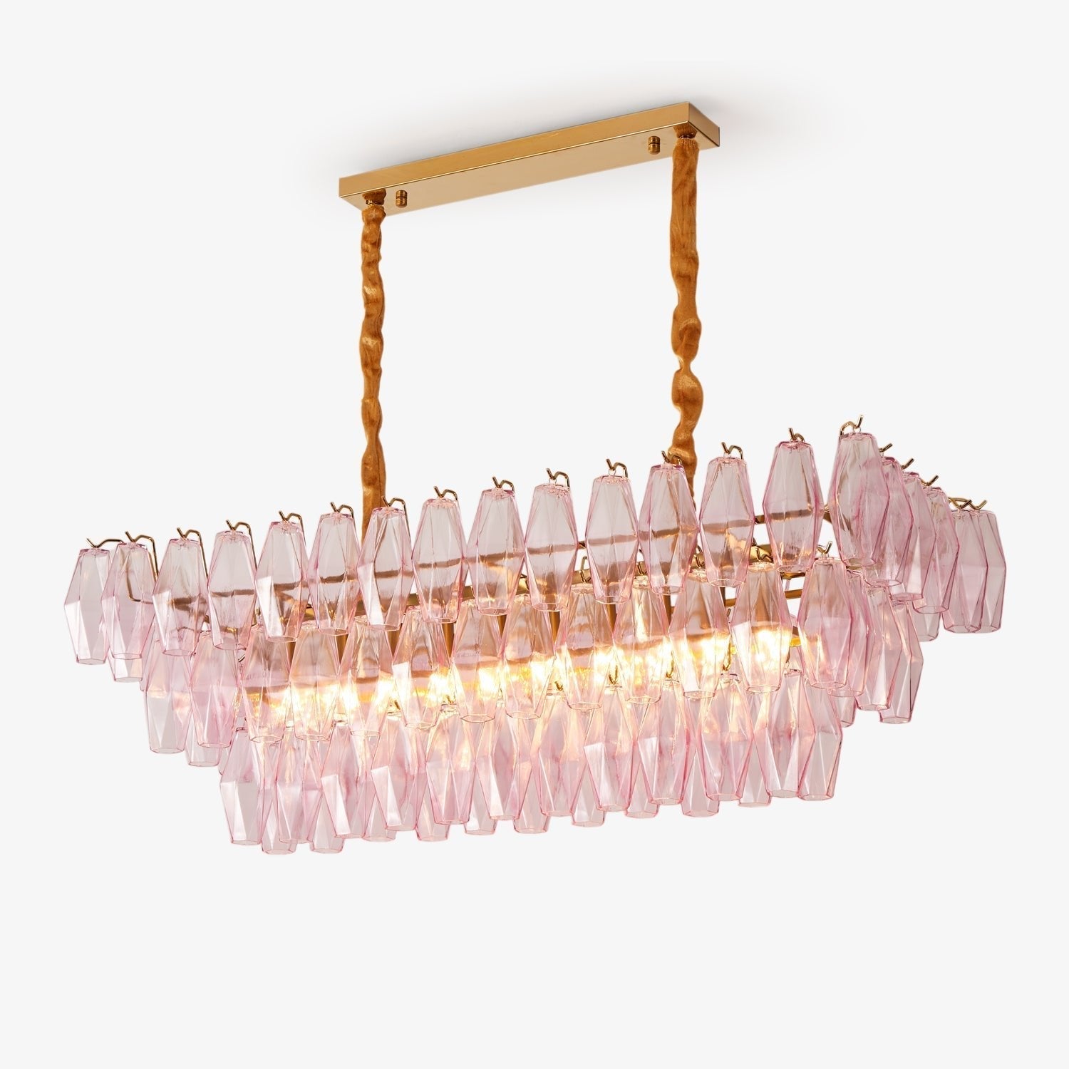 Aurora Chandelier Rose Prism Glass Rectangular Layered - Neutralighting