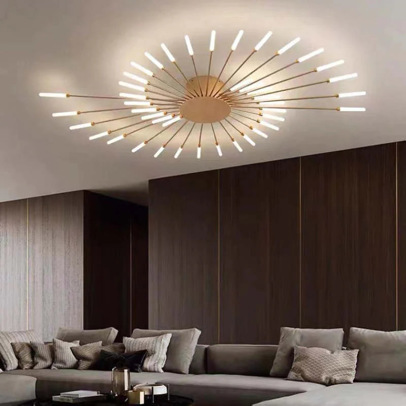 Lowry Industrial LED Deckenleuchte Schwarz/Gold Wohnzimmer Metall