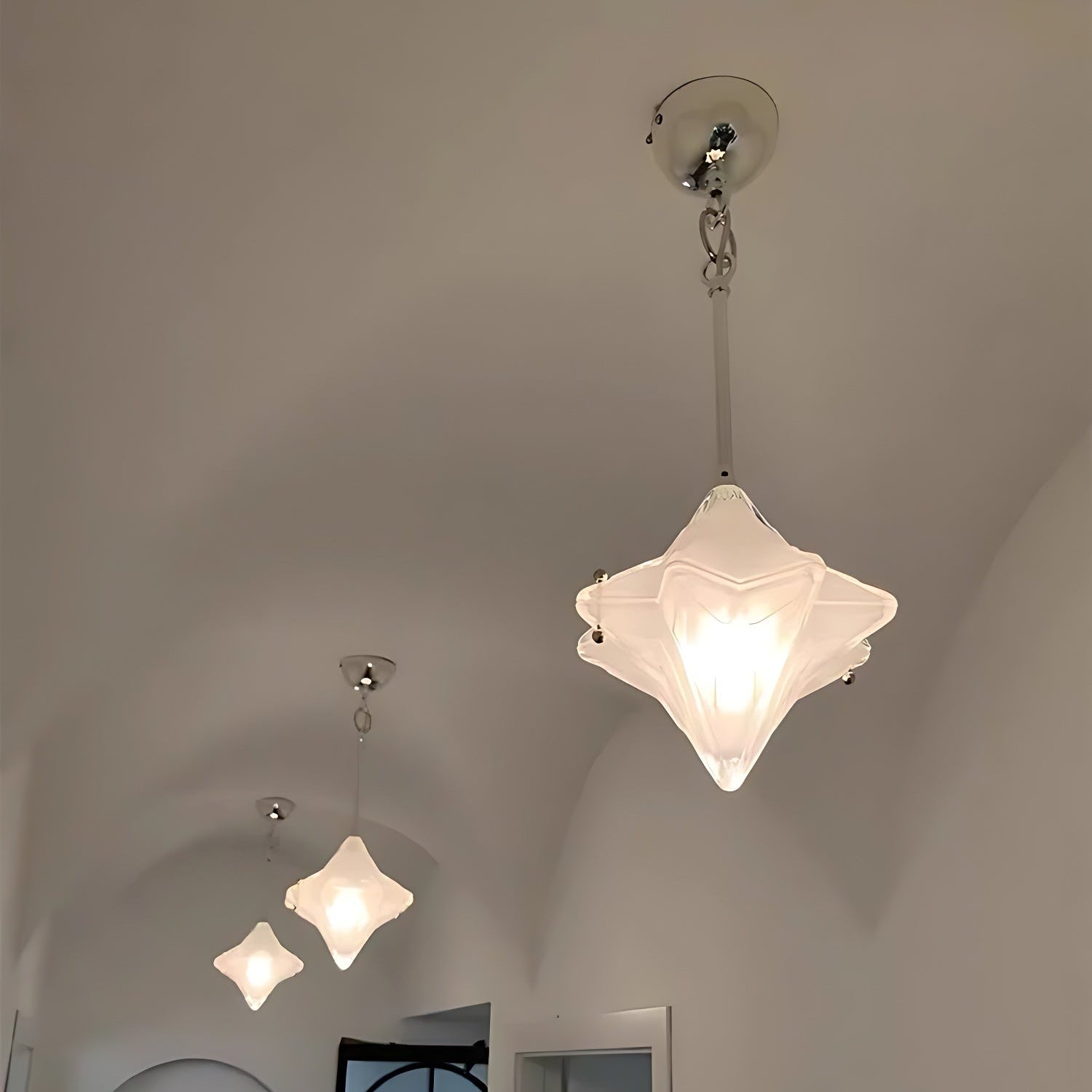 Art Deco Astris Elara Stern Pendelleuchte, Detailansicht