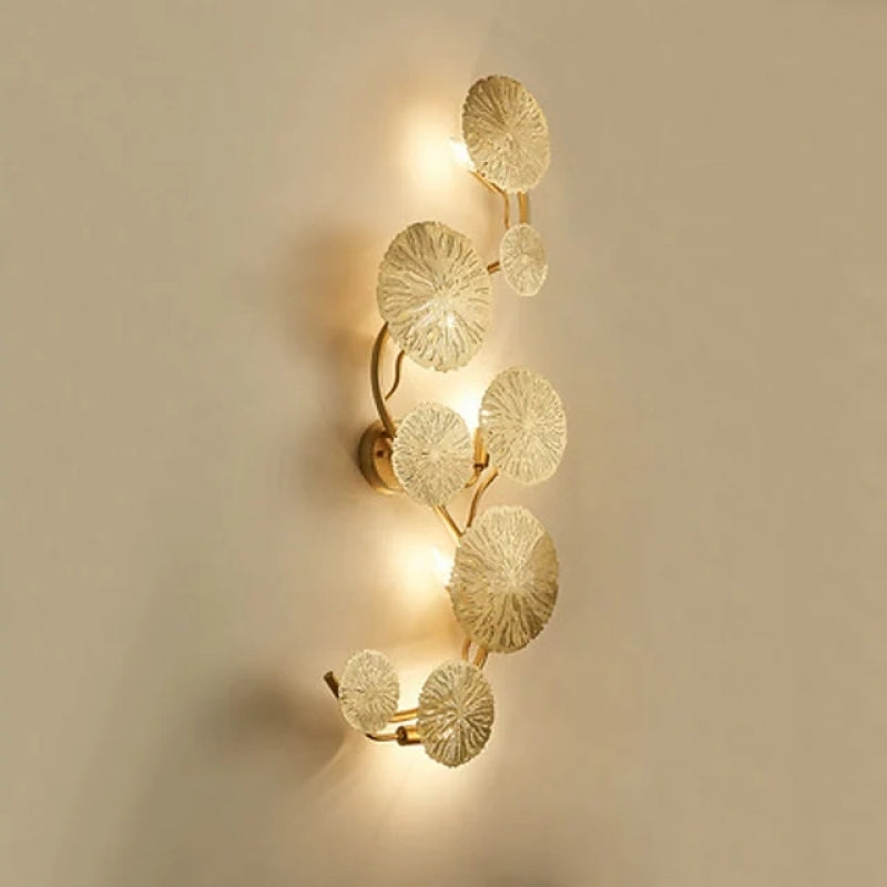 Arisha Vintage Design Blumen LED Wandleuchte Gold Wohn/Schlafzimmer Innen Metall