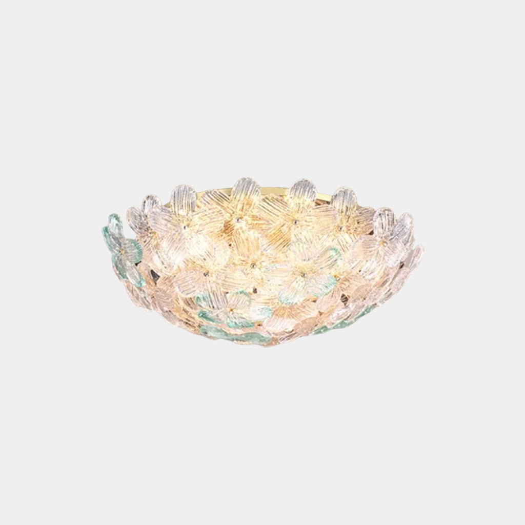 Deckenleuchte mit französischer, runder Glasblume