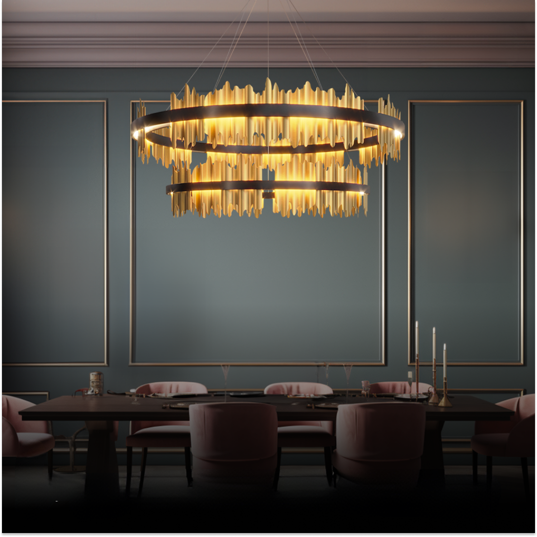 Kristy Industrial LED Kronleuchter Gold Metall Schalf/Wohnzimmer-Letslighting