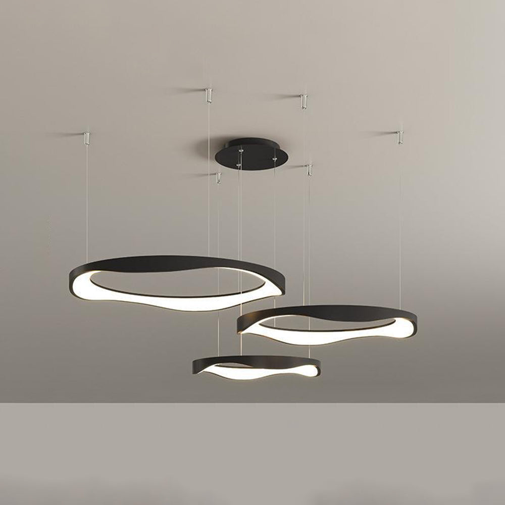 Arisha Modern LED Pendelleuchte Ring Esstisch, Schwarz/Weiß, Metall Acryl
