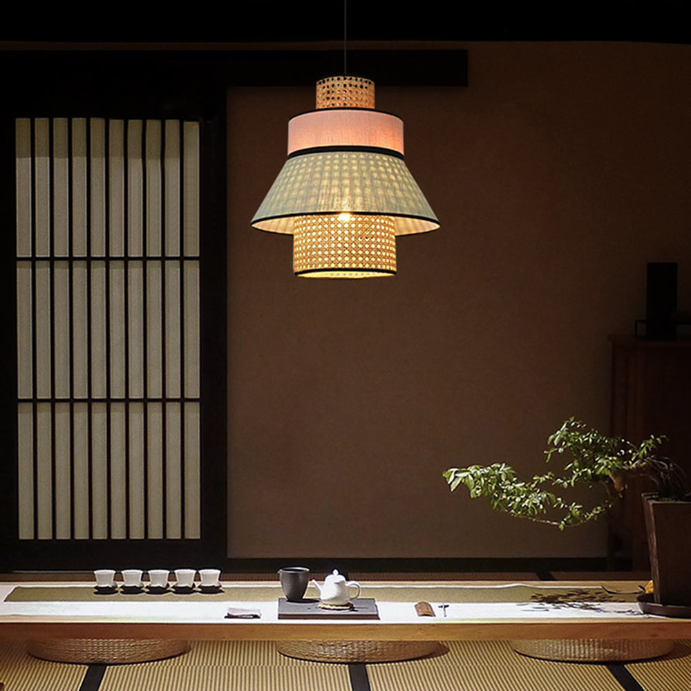 Ritta Rattan Pendelleuchte, 2 Stil Bauernhaus