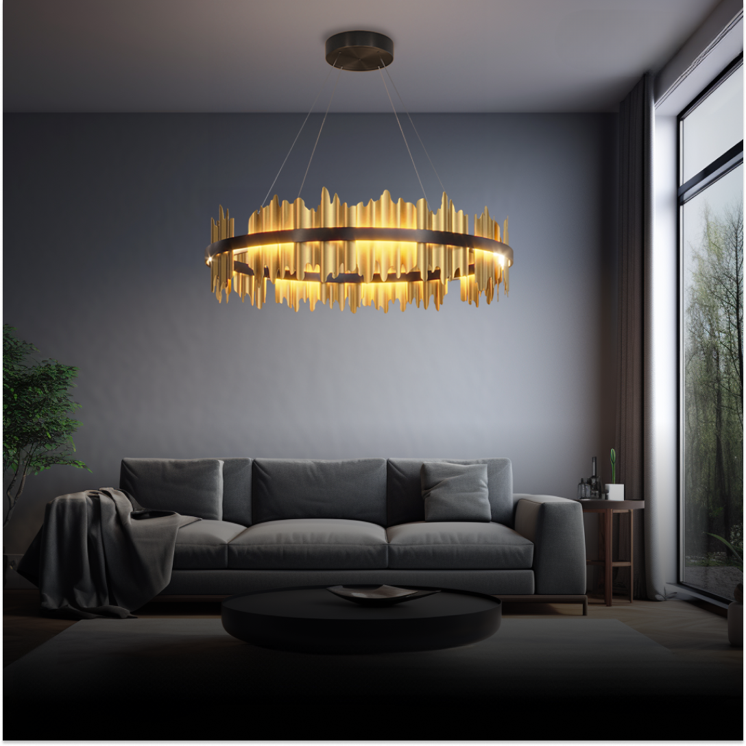 Kristy Industrial LED Kronleuchter Gold Metall Schalf/Wohnzimmer-Letslighting