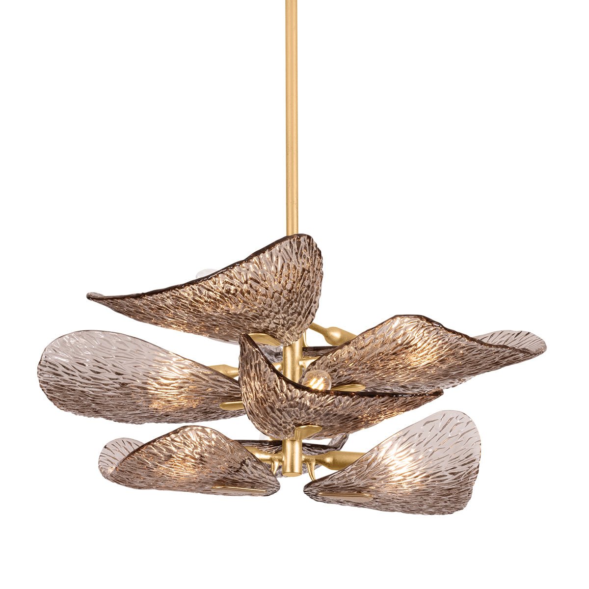 Aurora Chandelier Cardiff Piastra Glass Petal Layered Bronze - Neutralighting
