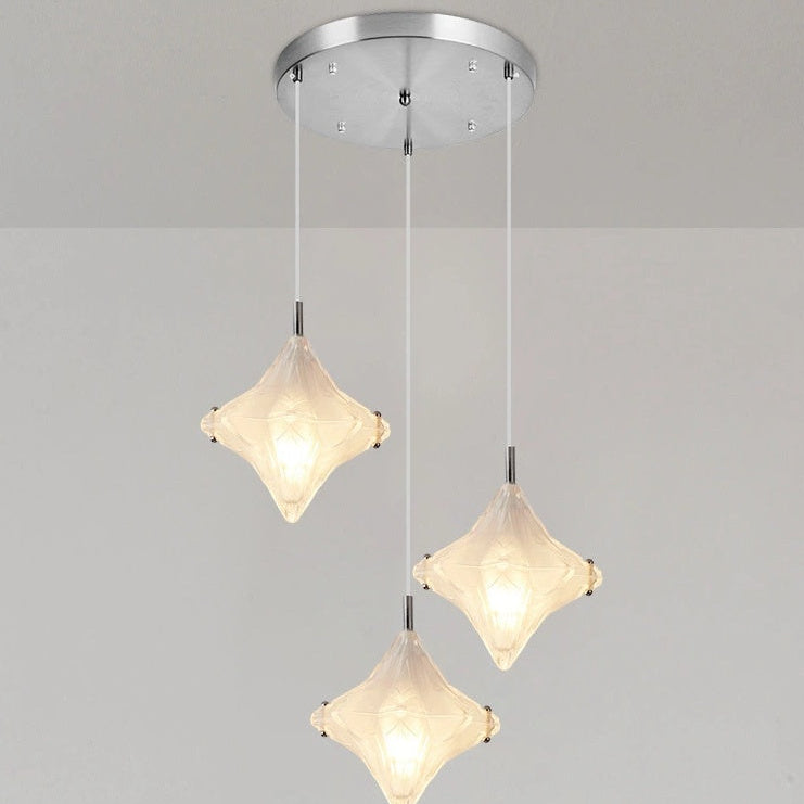 Art Deco Sterntreppe Pendelleuchte - Milchglas Hängeleuchte - Astris Altair