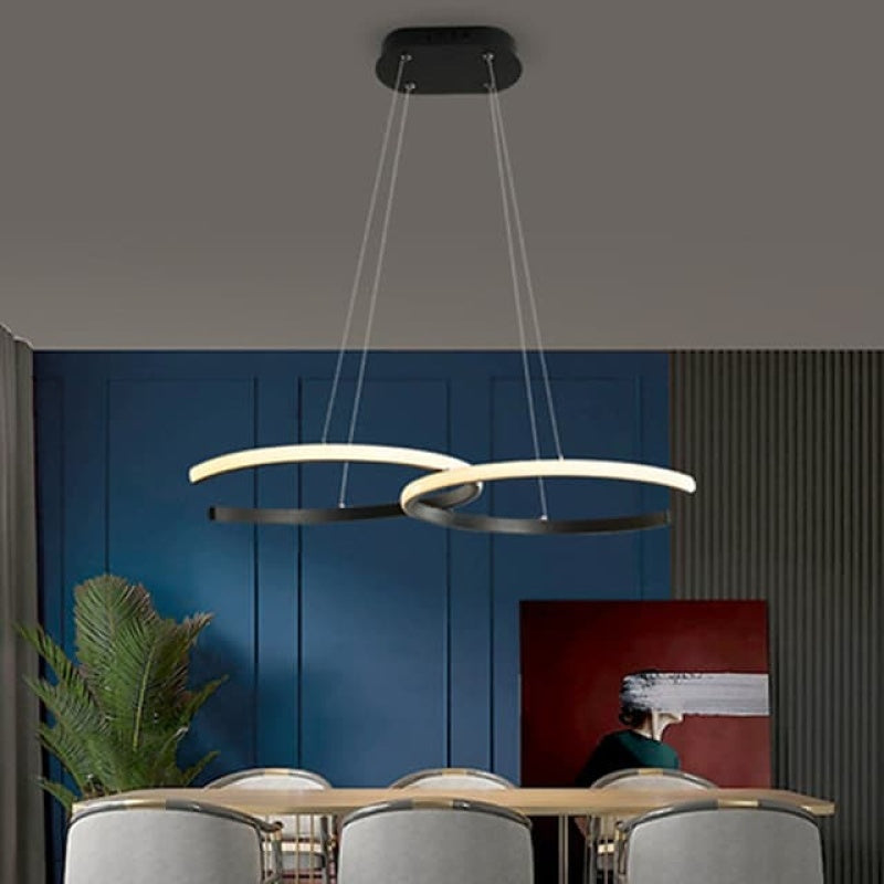 Arisha LED Pendelleuchte Dimmbar Schwarz/Gold Doppel-C Wohnzimmer