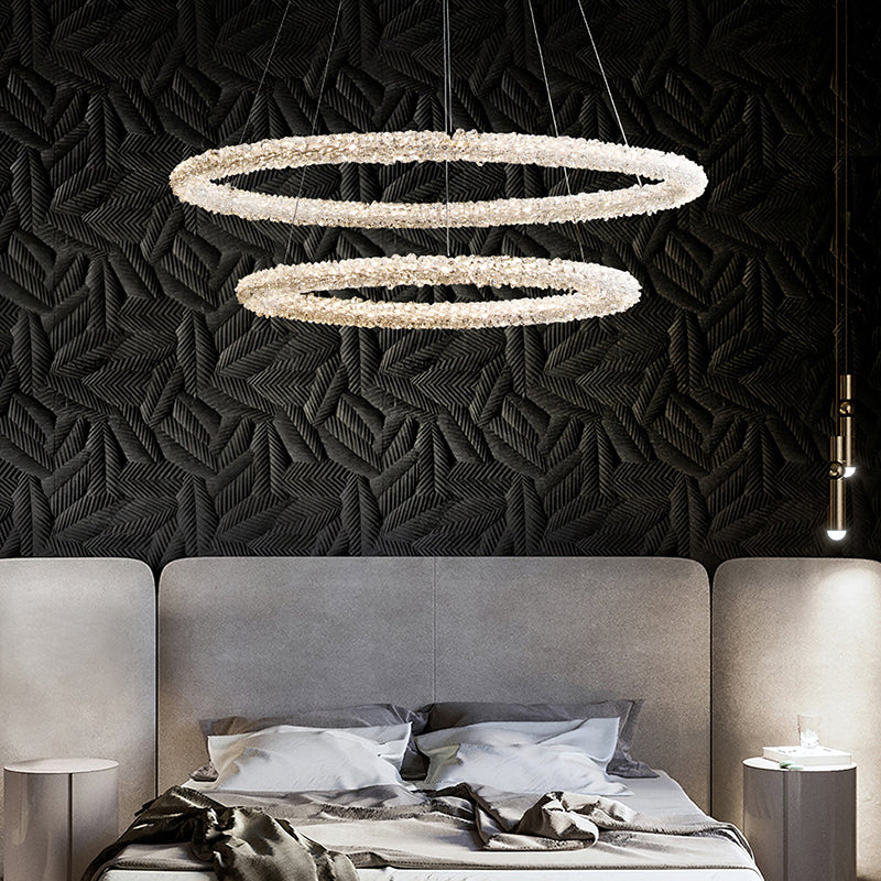 Kristy Design Rund LED Kronleuchter Metal Kristall Schlafzimmer Wohnzimmer