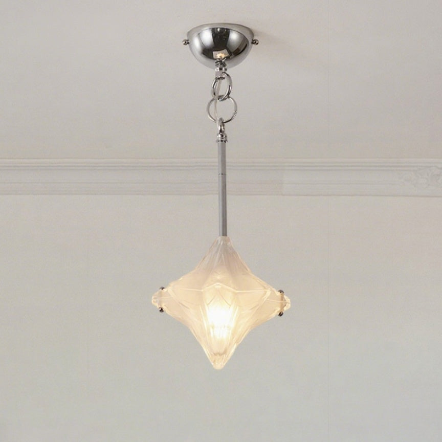 Art Deco Astris Elara Star Pendelleuchte - Milchglas-Anhänger im geometrischen Stil