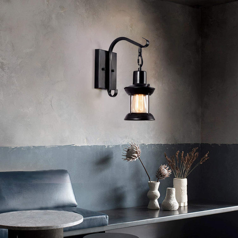 Silva Industrielle Retro Wandleuchte Schwarz/Bronze Innen Metall/Glas