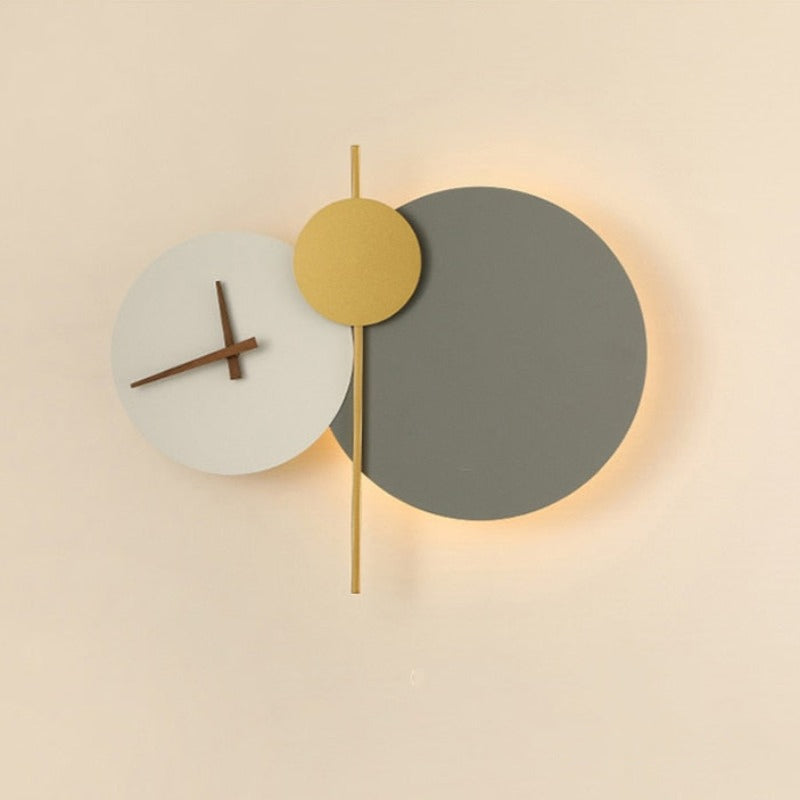 Arisha Modern LED Wandleuchte Runde Uhr Metall/Acryl Schlafzimmer 2 Farben