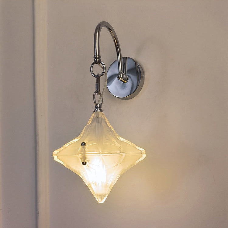 Wandleuchte aus Metall und Glas, Seitenansicht