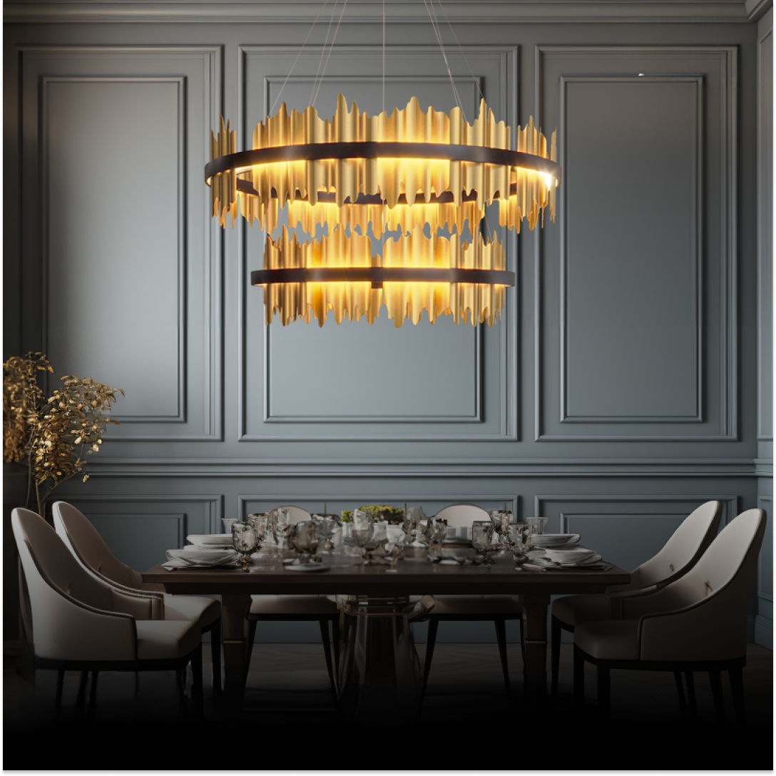 Kristy Industrial LED Kronleuchter Gold Metall Schalf/Wohnzimmer-Letslighting