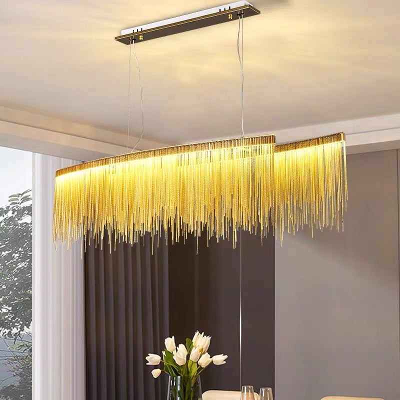 Kristy Modern Quasten Kronleuchter Gold/Chrom LED Metall Esszimmer-Letslighting