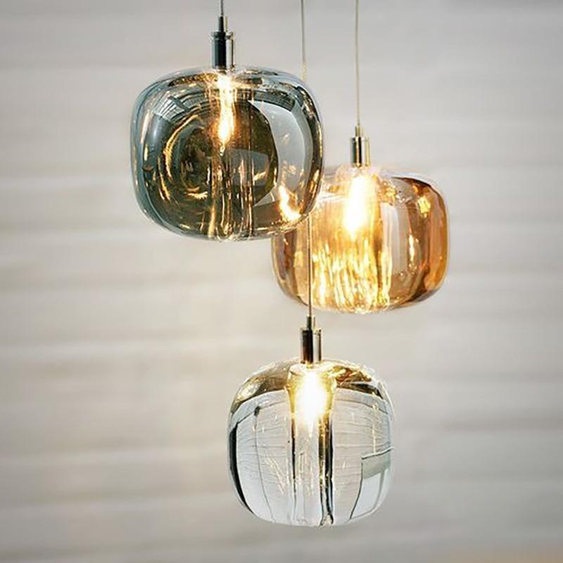 Valentina Modern Kugel LED Pendelleuchte Bernstein/Klar/Rauchgrau Esszimmer Glas