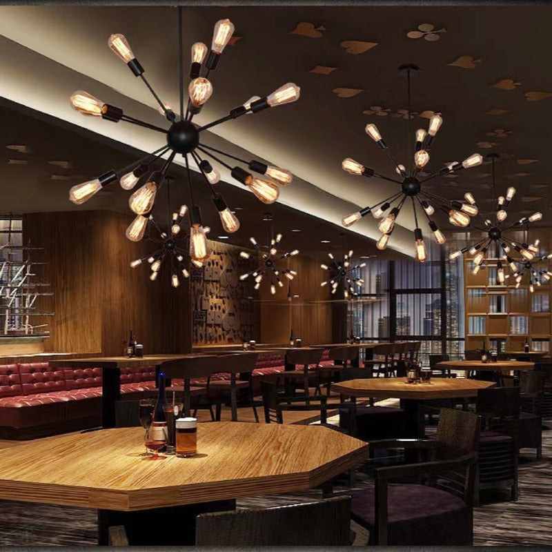 Silva Industrial Kronleuchter Schwarz Restaurant Esszimmer Metall