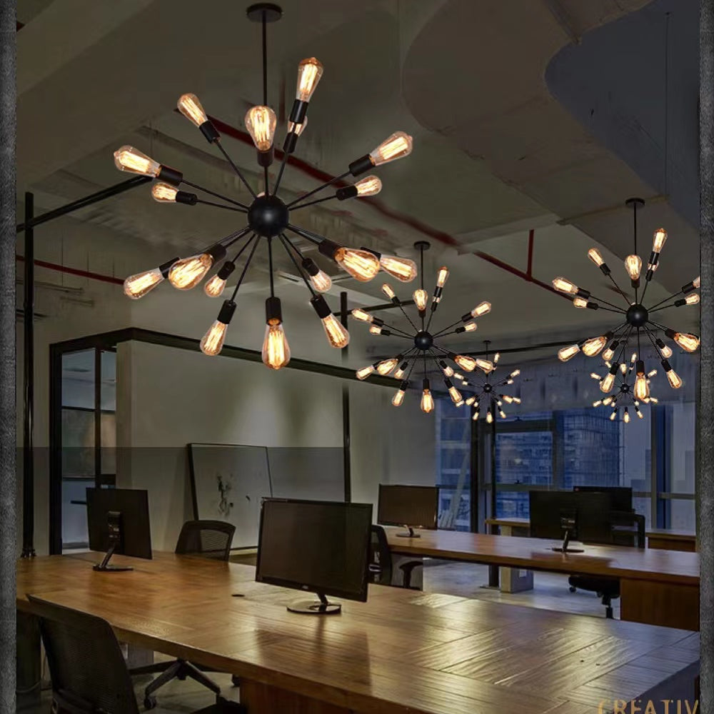 Silva Industrial Kronleuchter Schwarz Restaurant Esszimmer Metall