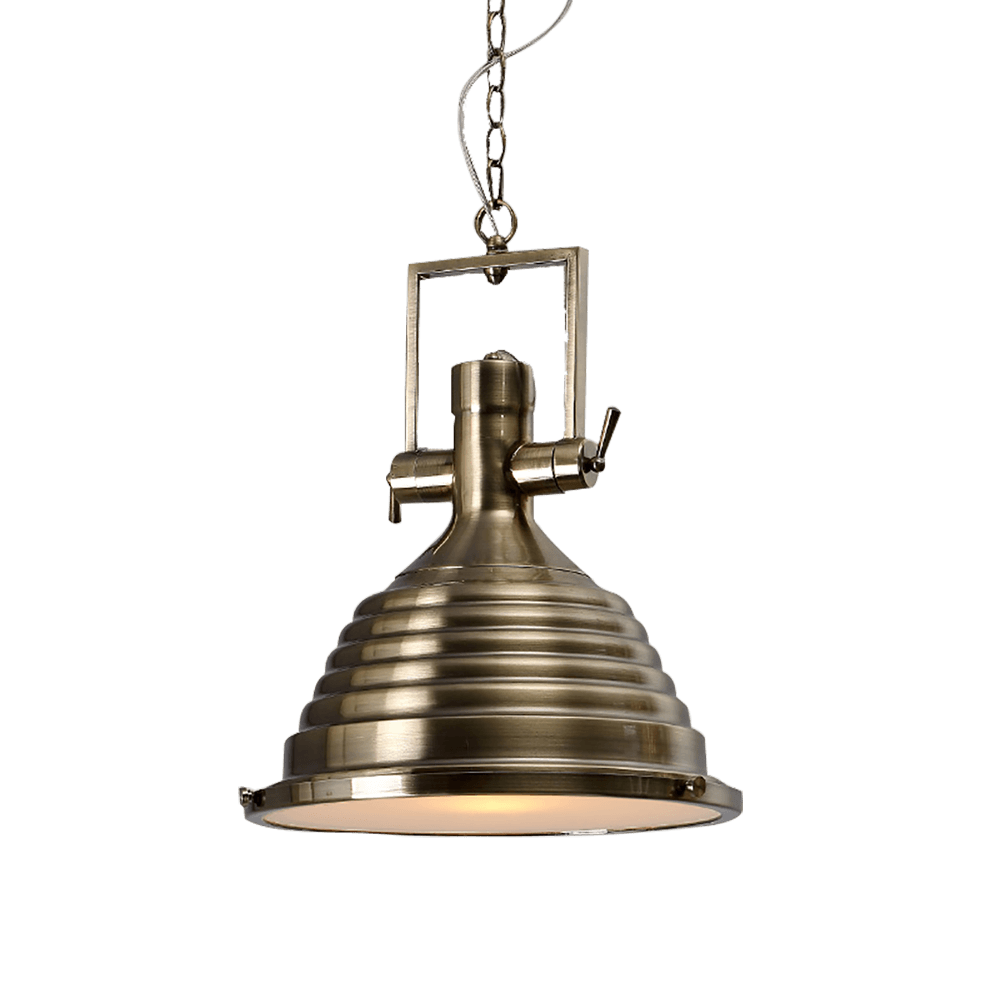 Solara Pendant Lamp Brass Ribbed Dome Industrial - Letslighting