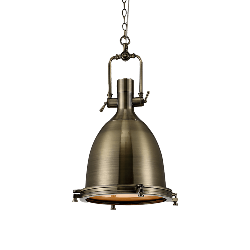 Solara Pendant Lamp Brass Ribbed Dome Industrial - Letslighting