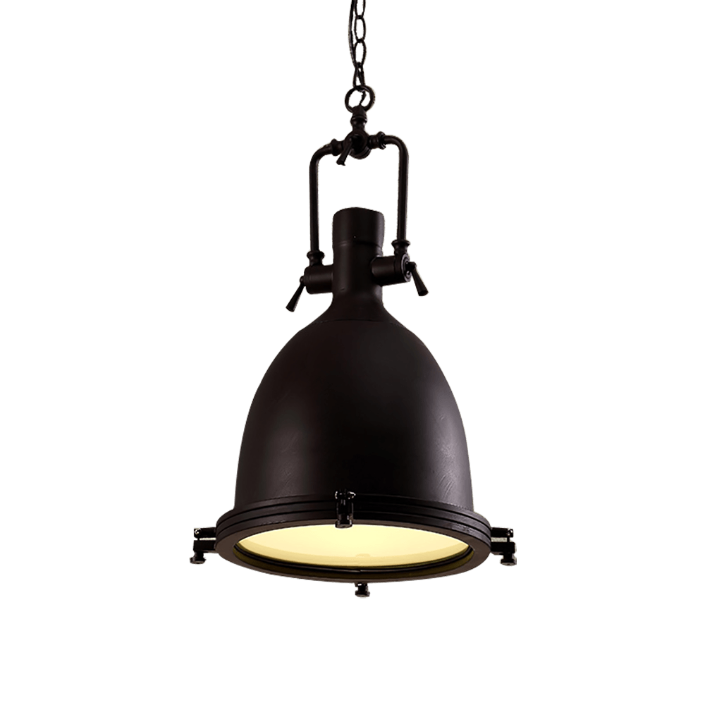 Solara Pendant Lamp Brass Ribbed Dome Industrial - Letslighting
