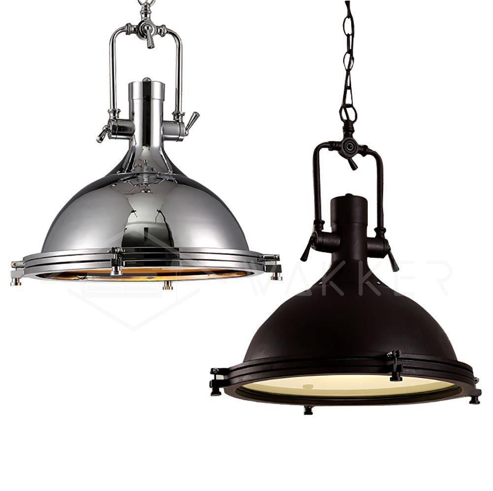 Solara Pendant Lamp Brass Ribbed Dome Industrial - Letslighting