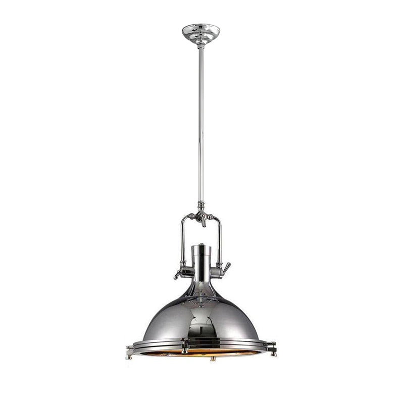 Solara Pendant Lamp Brass Ribbed Dome Industrial - Letslighting