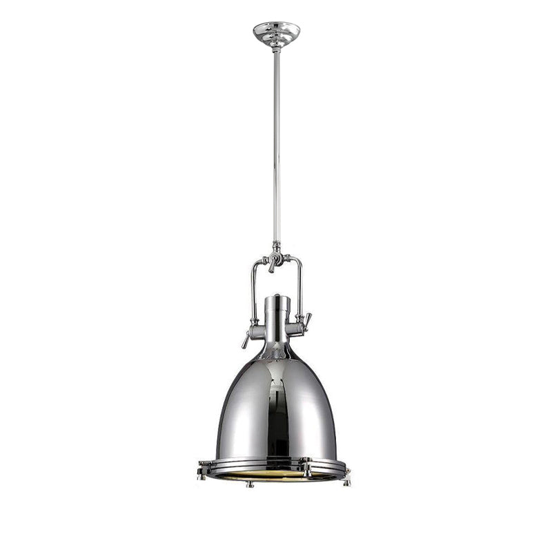 Solara Pendant Lamp Brass Ribbed Dome Industrial - Letslighting