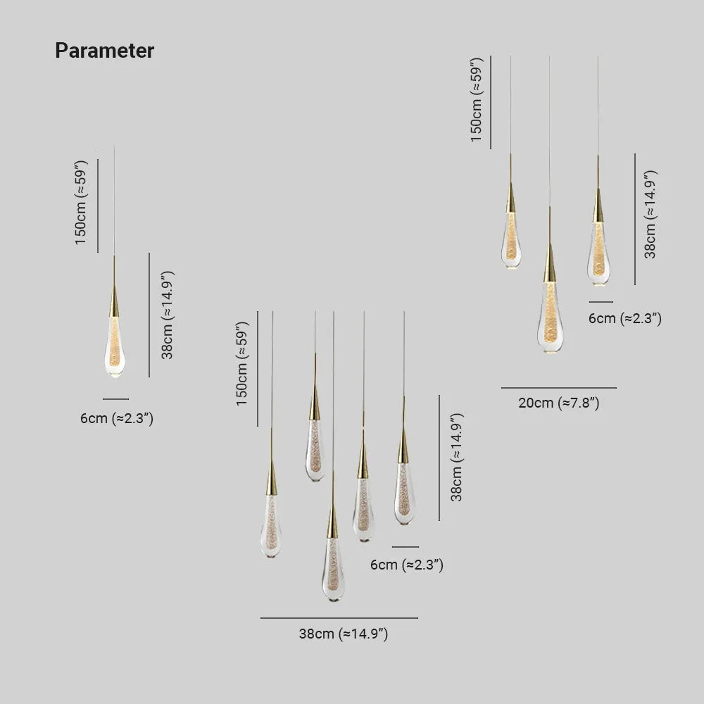 Kristy Pendelleuchte Tropfenform Gold Schlafzimmer Kristall/Metall 1/3/5-flammig