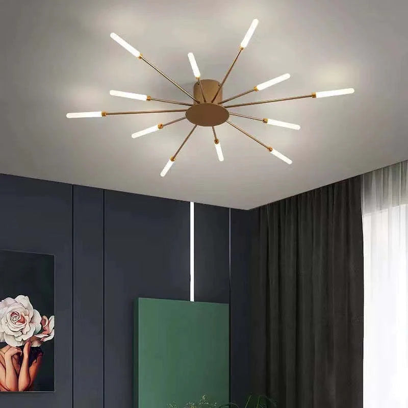 Lowry Industrial LED Deckenleuchte Schwarz/Gold Wohnzimmer Metall