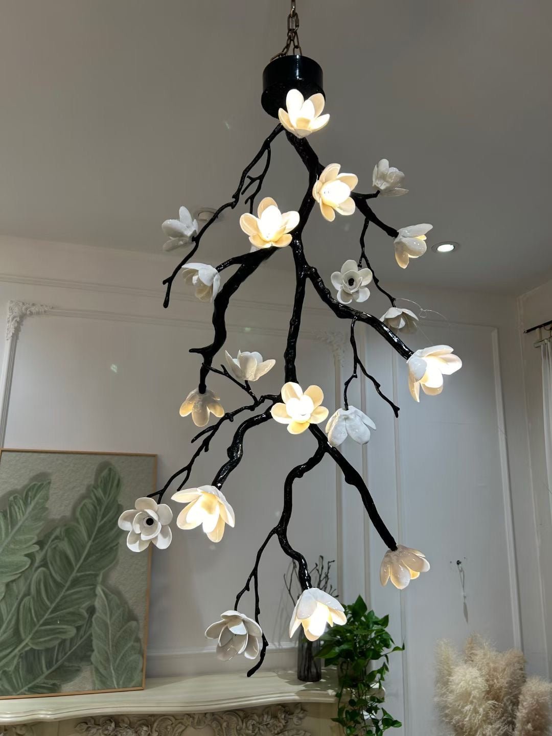 Lustra Blumen-Zweig-Kronleuchter in Schwarz-Letslighting