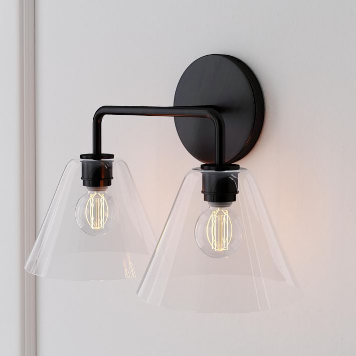 Conica Messing-Wandleuchte – Glas-Wandlampe für Flur und Schlafzimmer