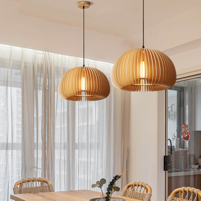 Muto Design LED Pendelleuchte Schlafzimmer/Esszimmer Holz/Metall Kürbis