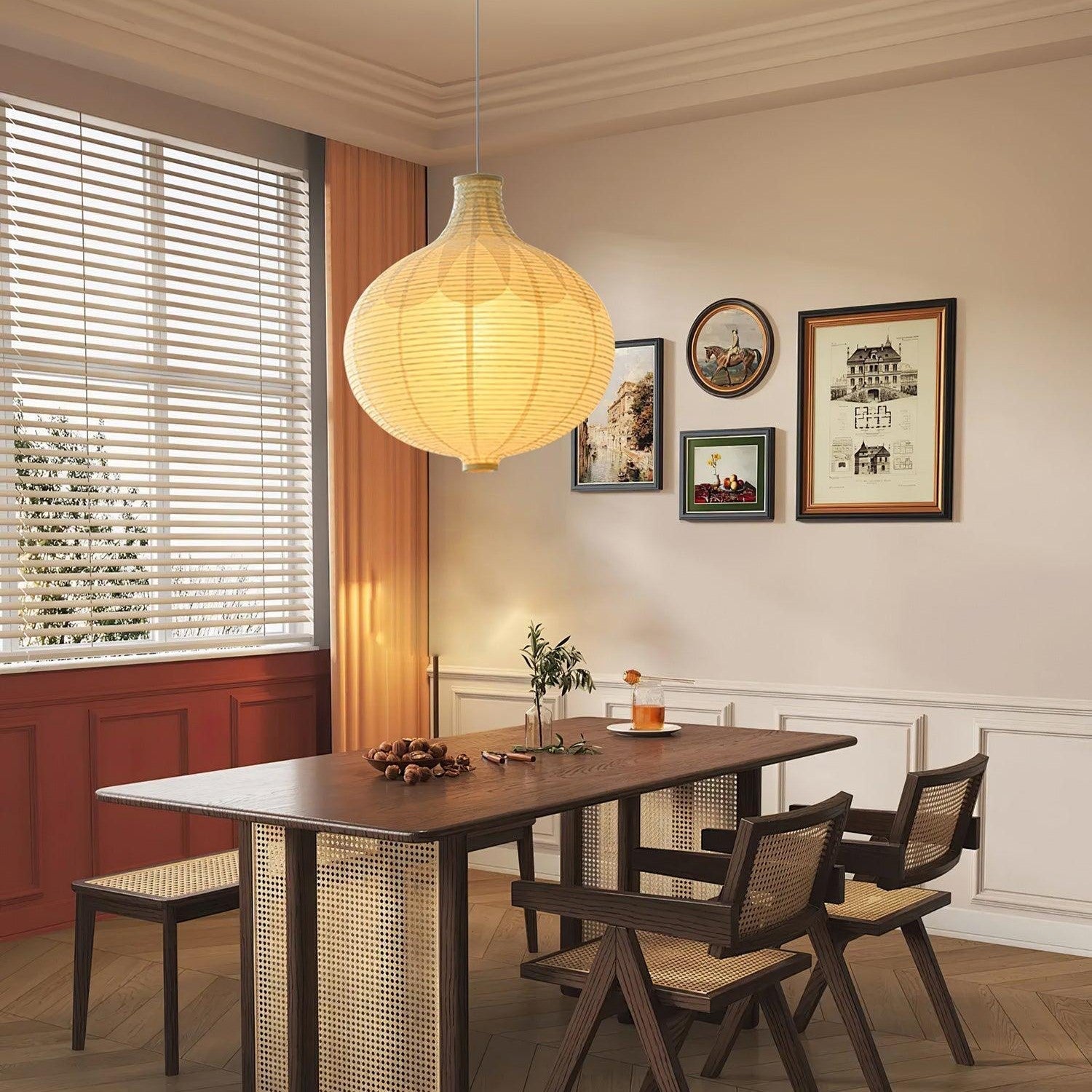 Ritta Japanese Design Globe Holz Papier LED Pendelleuchte Wohnzimmer-Letslighting