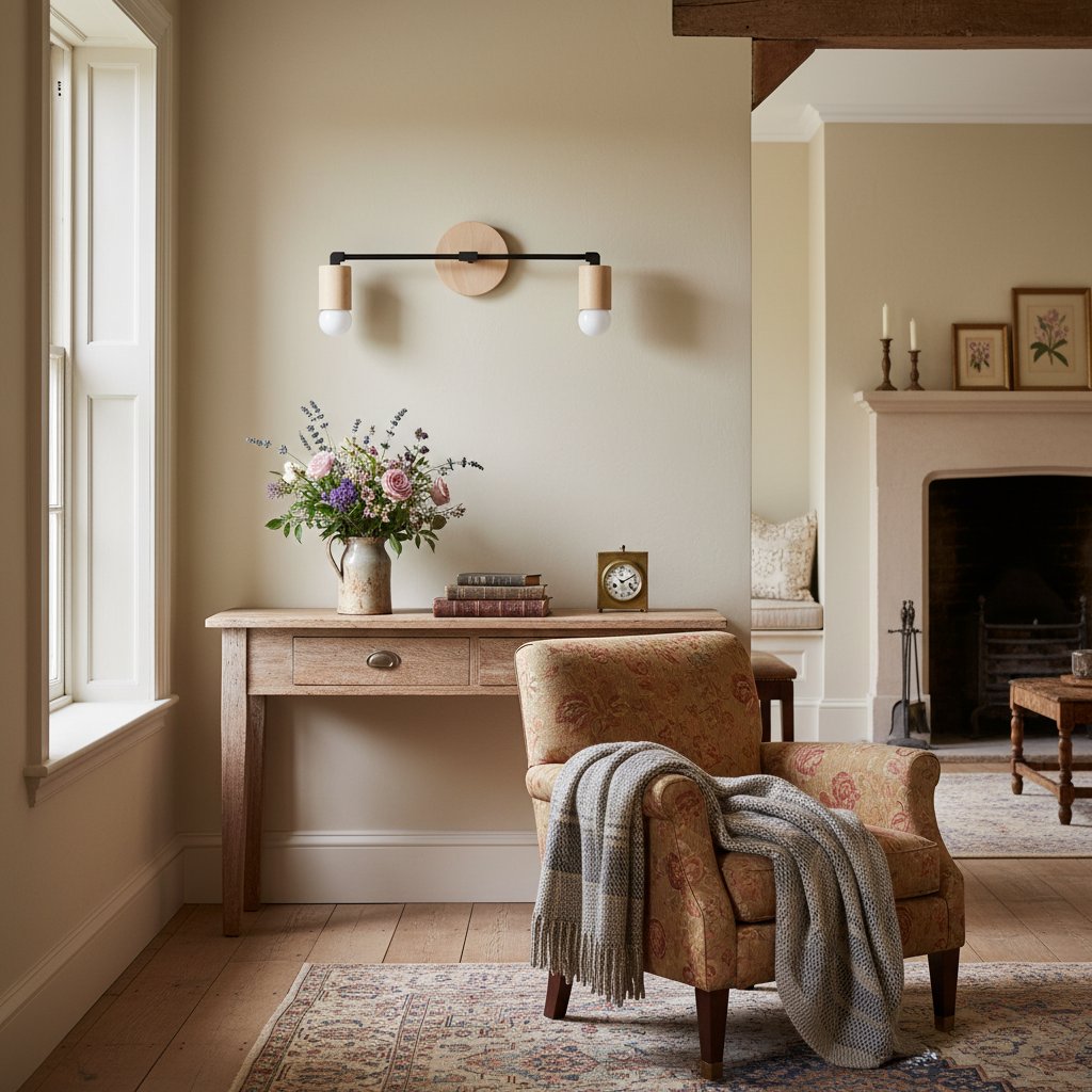 Wandleuchte in einem Badezimmer im Landhausstil