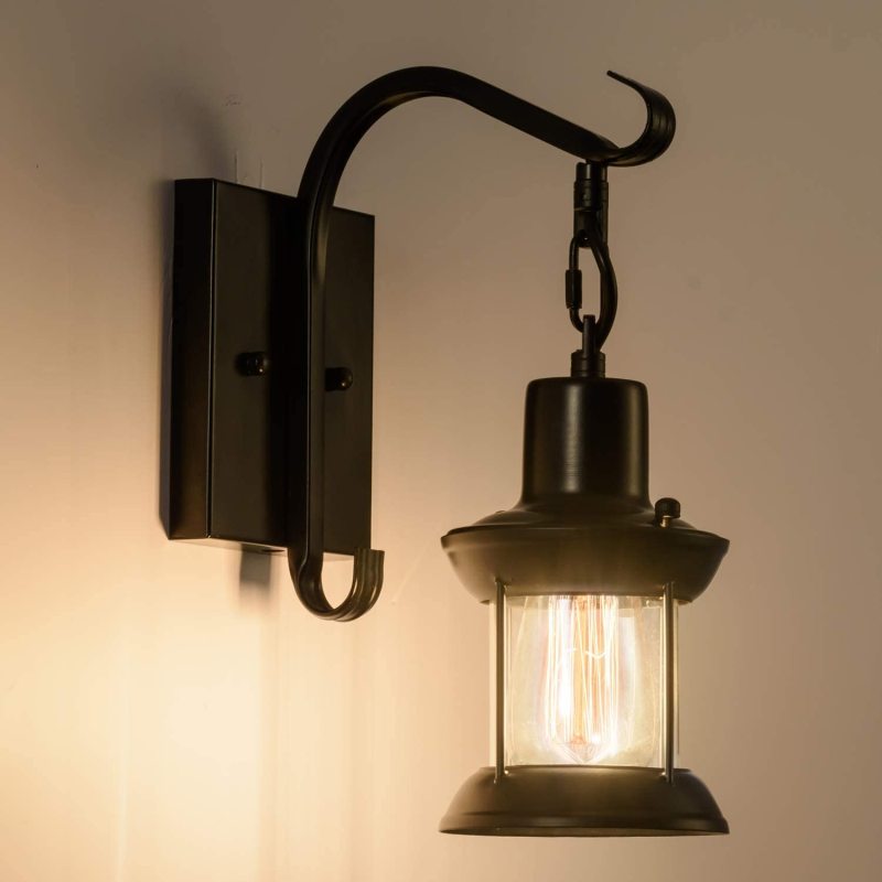 Silva Industrielle Retro Wandleuchte Schwarz/Bronze Innen Metall/Glas