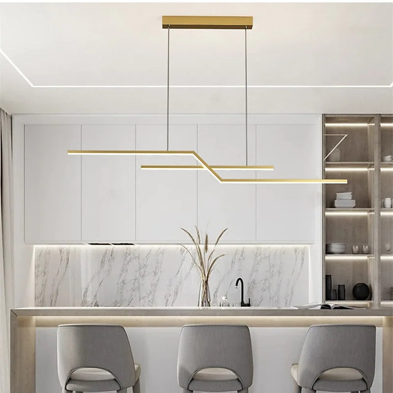 Arisha Modern Minimalistische Parallel Gefaltete Lineare LED Pendelleuchte Wohn/Schlaf/EsszimmerSchwarz/Gold Dimmbar