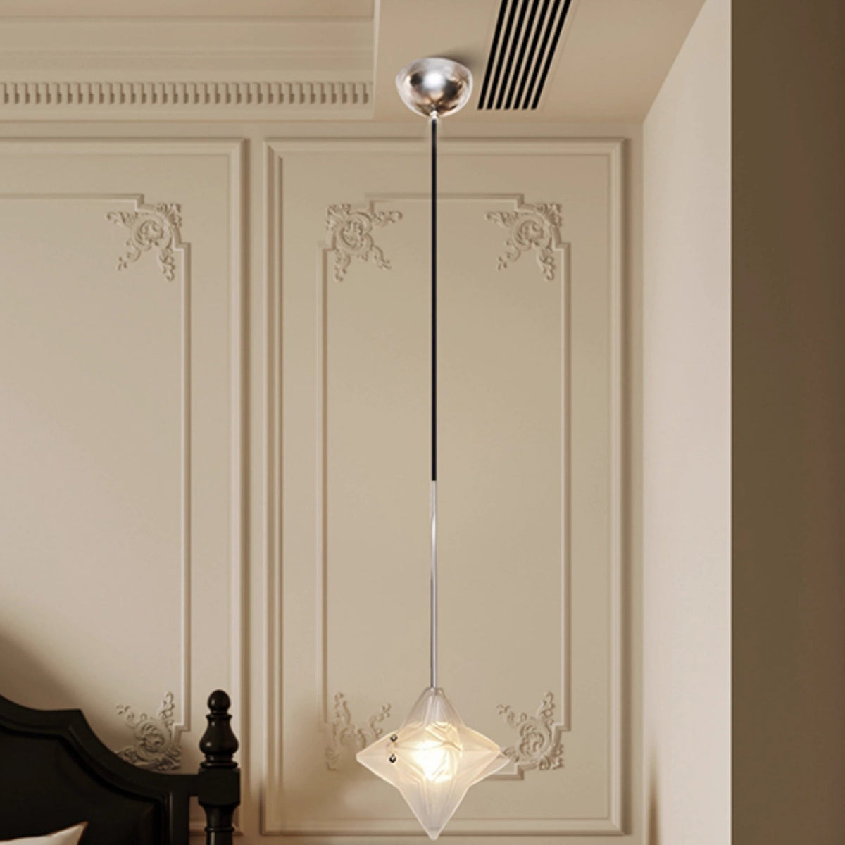 Art Deco Astris Elara Star Pendelleuchte - Milchglas-Anhänger im geometrischen Stil