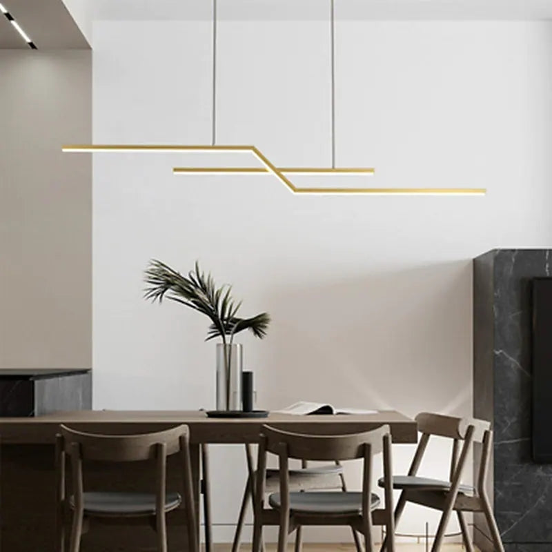 Arisha Modern Minimalistische Parallel Gefaltete Lineare LED Pendelleuchte Wohn/Schlaf/EsszimmerSchwarz/Gold Dimmbar
