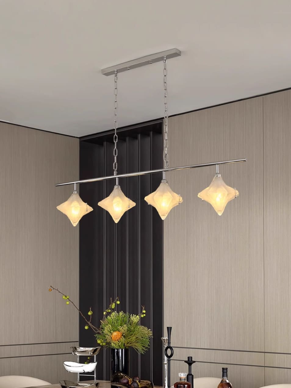 Art Deco Stern Pendelleuchte, linear
