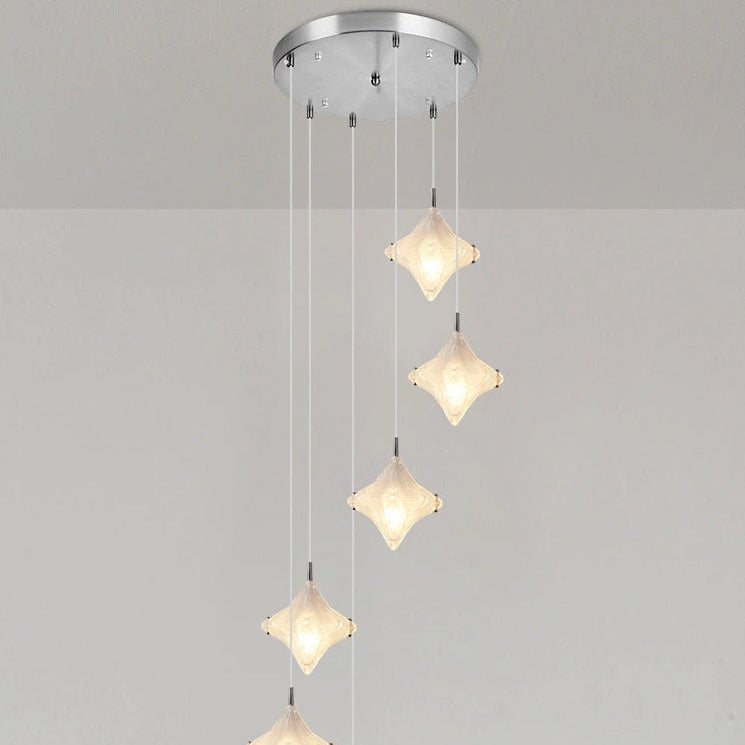 Art Deco Pendelleuchte mit 15 Köpfen, Milchglas