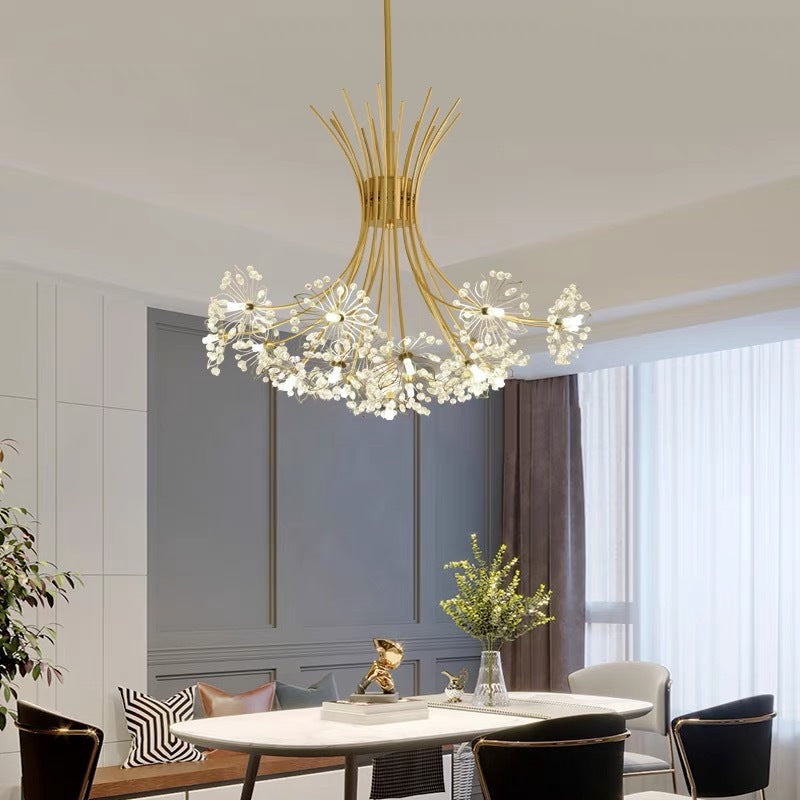 Arisha Modern Kristall LED Kronleuchter Gold Wohnzimmer/Esszimmer Metall&Acryl
