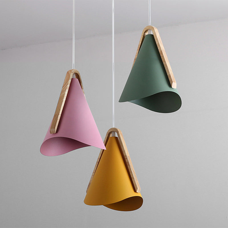 Valentina Modern LED Pendelleuchte Kegel Esstisch 5 Farben Holz Metall